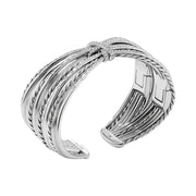 Angelika Four Point Cuff Bracelet in Sterling Silver with Pave Diamonds