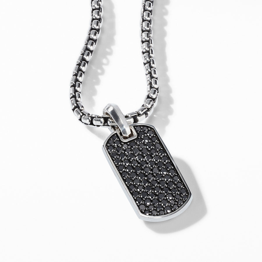 Pave Tag in Sterling Silver with Black Diamonds