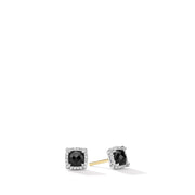Pave Bezel Stud Earrings with Black Onyx and Diamonds