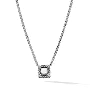 Pave Bezel Pendant Necklace with Blue Topaz and Diamonds
