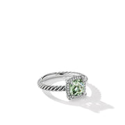 Pave Bezel Ring with Prasiolite and Diamonds