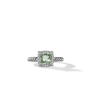 Pave Bezel Ring with Prasiolite and Diamonds