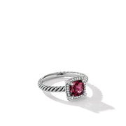 Pave Bezel Ring with Rhodolite Garnet and Diamonds