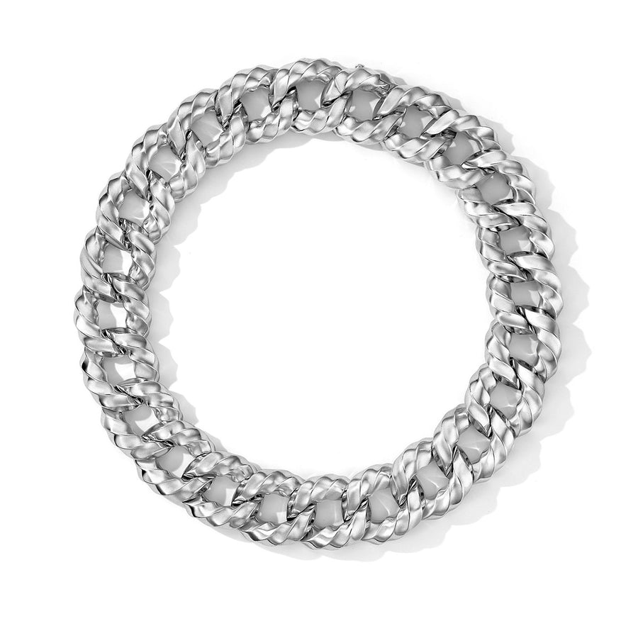 Cable Edge Curb Chain Necklace in Recycled Sterling Silver