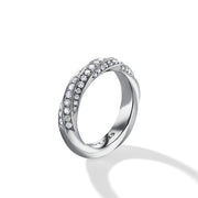 Cable Edge Band Ring in Recycled Sterling Silver with Pave Diamonds