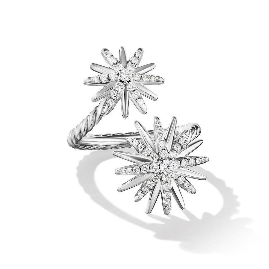 Starburst Bypass Ring with Pave Diamonds