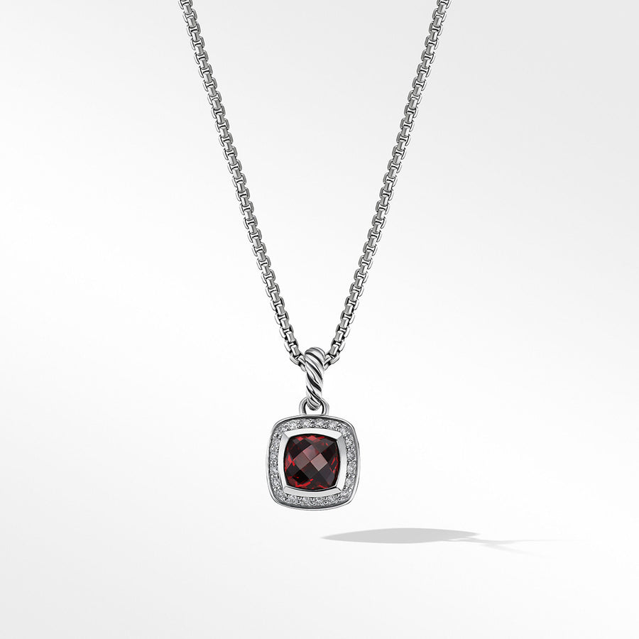 Petite Albion Pendant Necklace with Garnet and Pave Diamonds