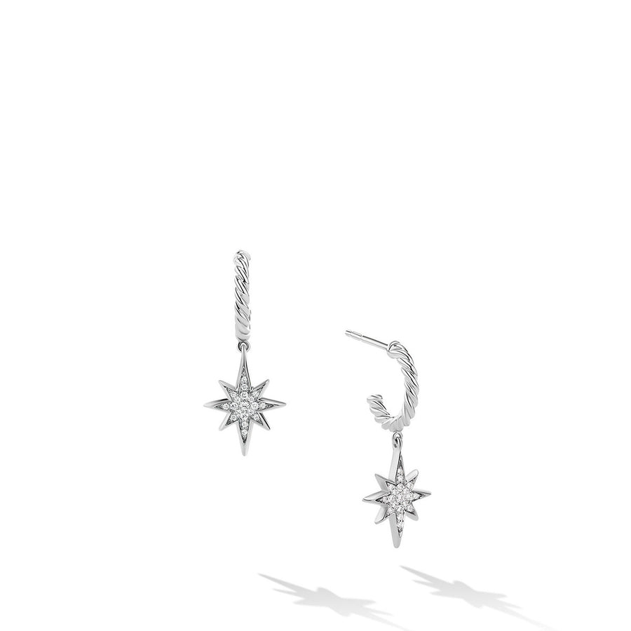 North Star Drop Earrings with Pave Diamonds