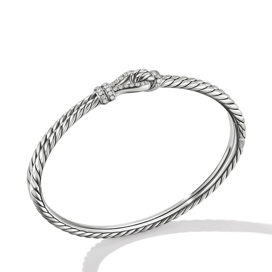 Thoroughbred Loop Bracelet in Sterling Silver with Pave Diamonds