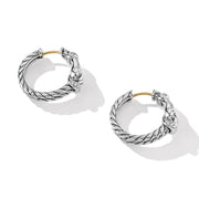 Thoroughbred Loop Hoop Earrings in Sterling Silver with Pave Diamonds