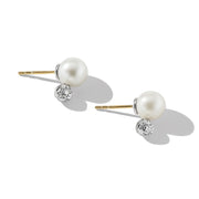 Pearl and Pave Solari Stud Earrings in Sterling Silver with Diamonds
