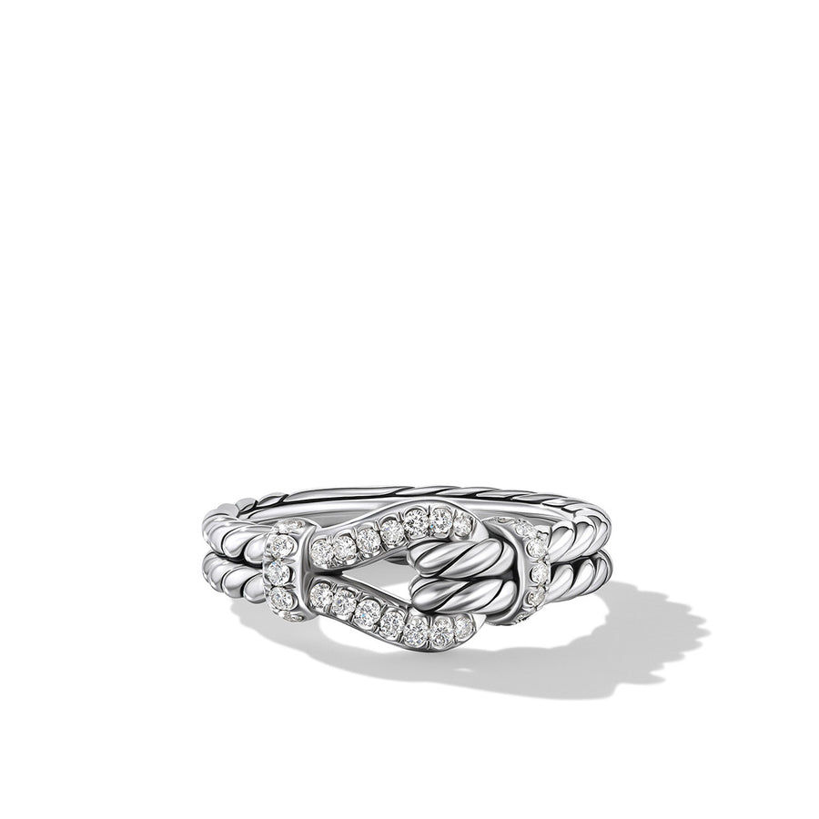 Thoroughbred Loop Ring in Sterling Silver with Pave Diamonds