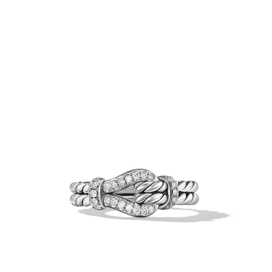 Thoroughbred Loop Ring in Sterling Silver with Pave Diamonds