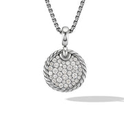 DY Elements Disc Pendant in Sterling Silver with Pave Diamonds