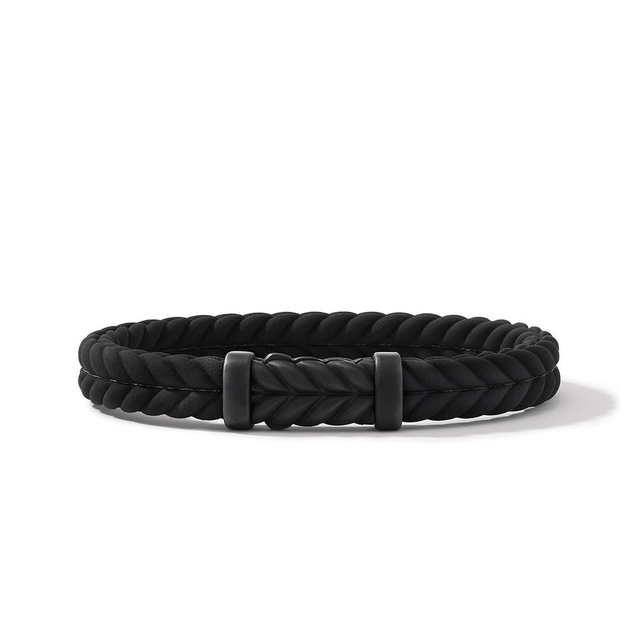 Chevron Black Rubber Bracelet with Black Titanium