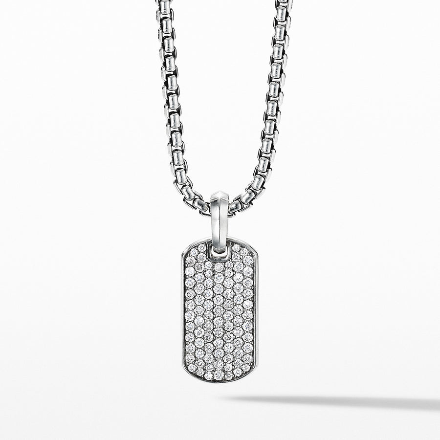 Pave Tag in Sterling Silver with Diamonds