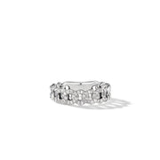 Belmont Curb Link Band Ring in Sterling Silver with Pave Diamonds