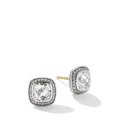 Stud Earrings with White Topaz and Pave Diamonds