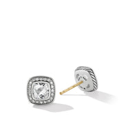 Stud Earrings with White Topaz and Pave Diamonds