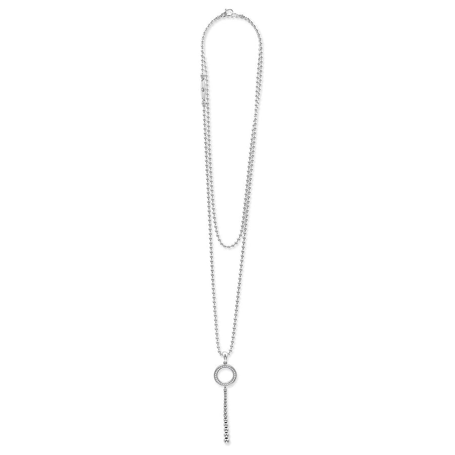 Drop Circle Diamond Pendant Necklace