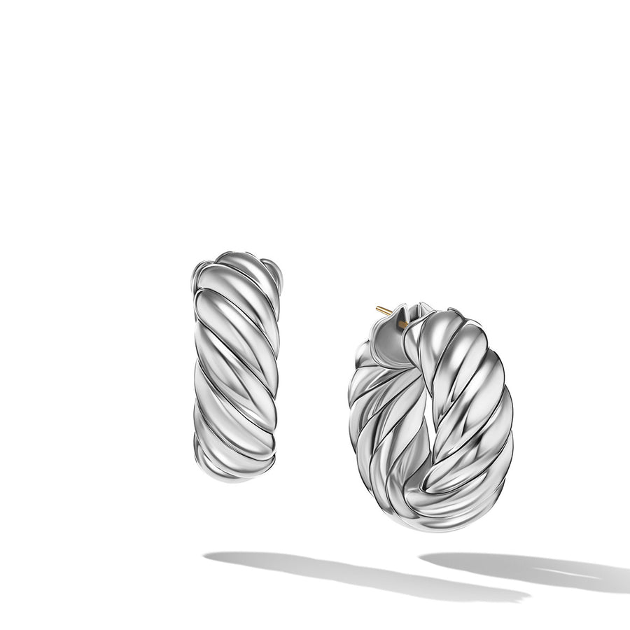Sculpted Cable Hoop Earrings in Sterling Silver