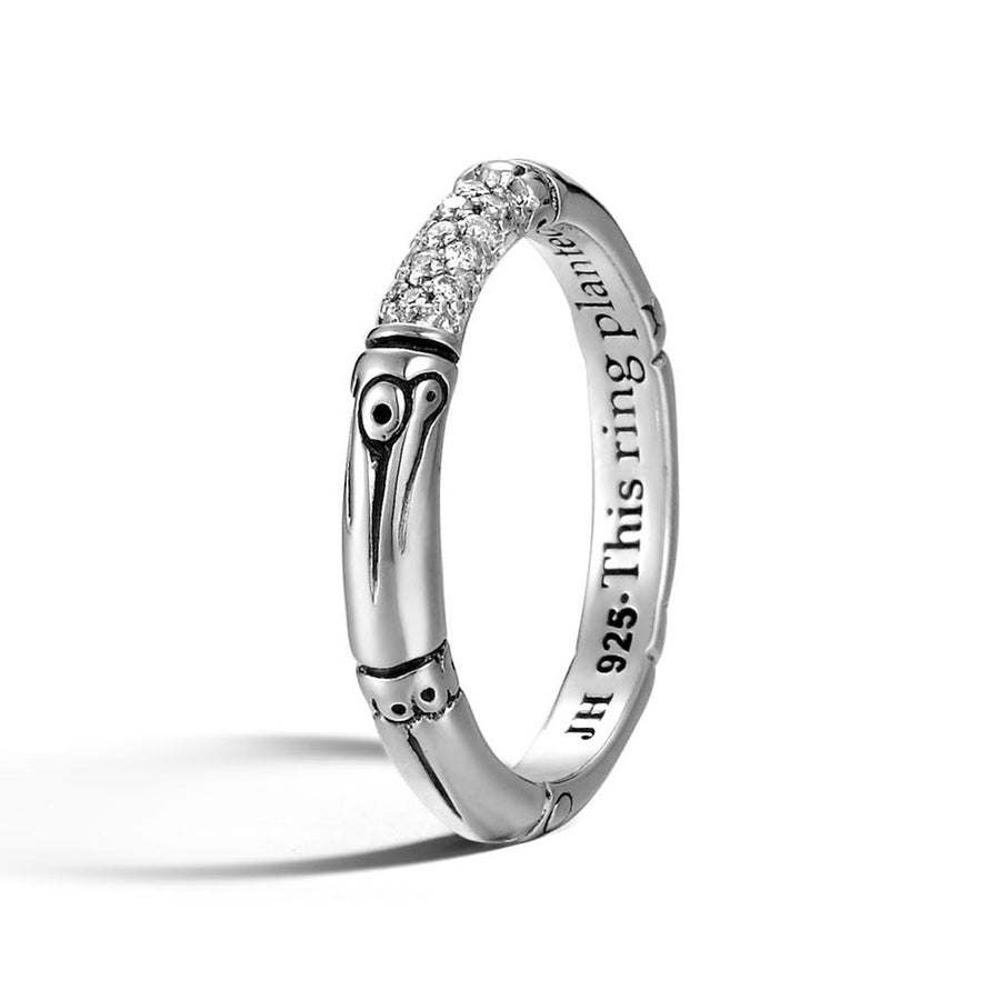 Bamboo Band Ring with Diamonds