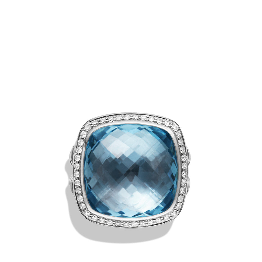 Ring with Blue Topaz and Diamonds