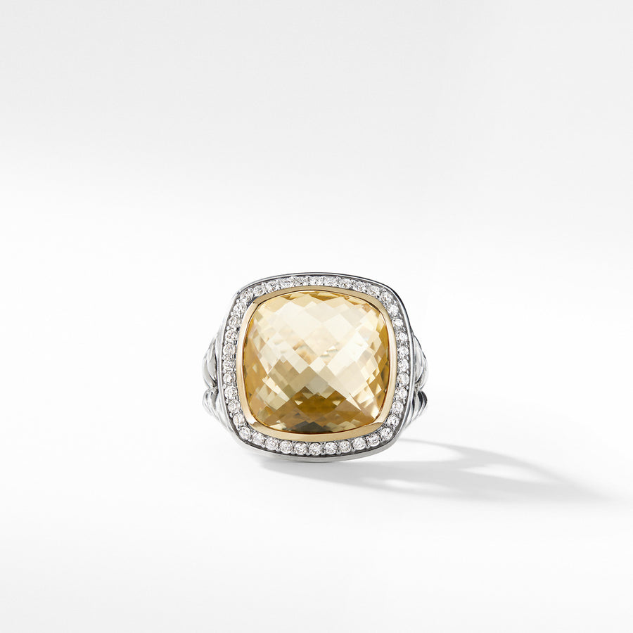 Ring with Champagne Citrine and Diamonds with 18K Gold