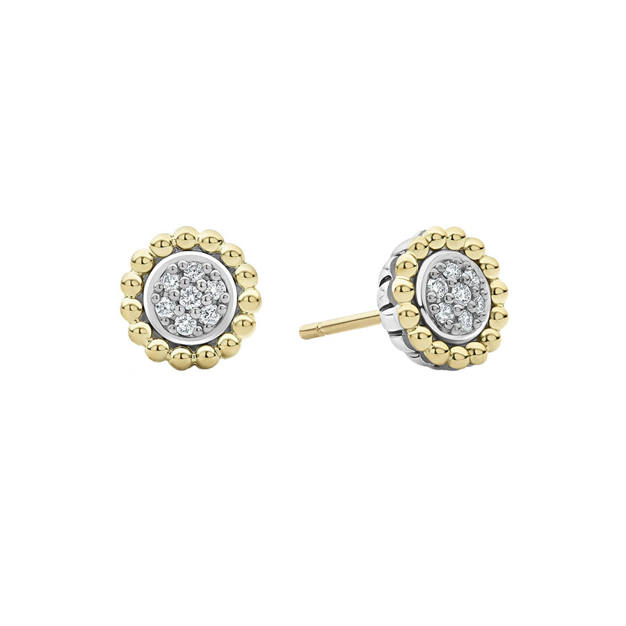 Two Tone Caviar Diamond Stud Earrings