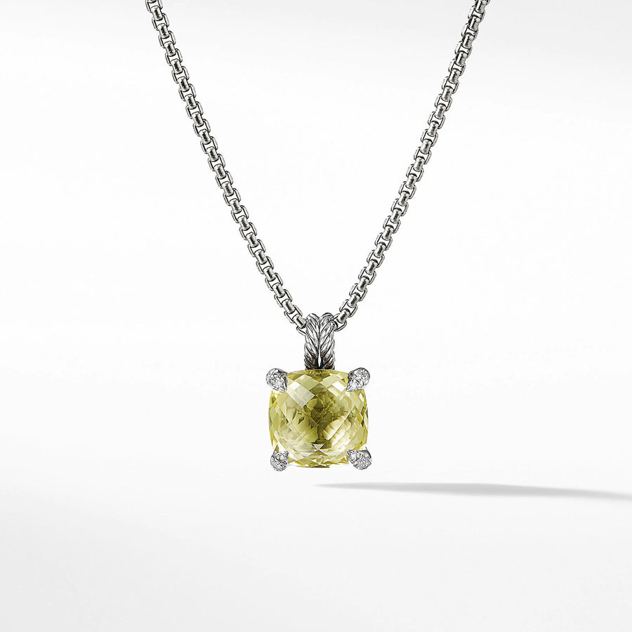 Chatelaine Pendant Necklace with Green Orchid and Diamonds
