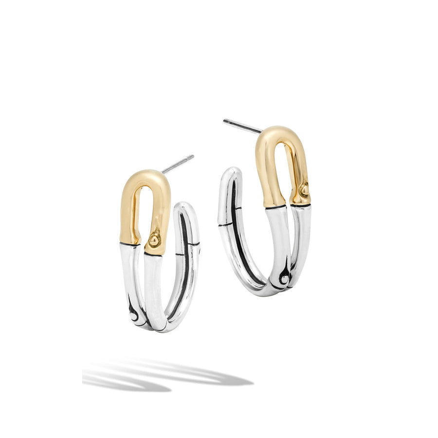 Bamboo Gold and Silver Hoop Earrings