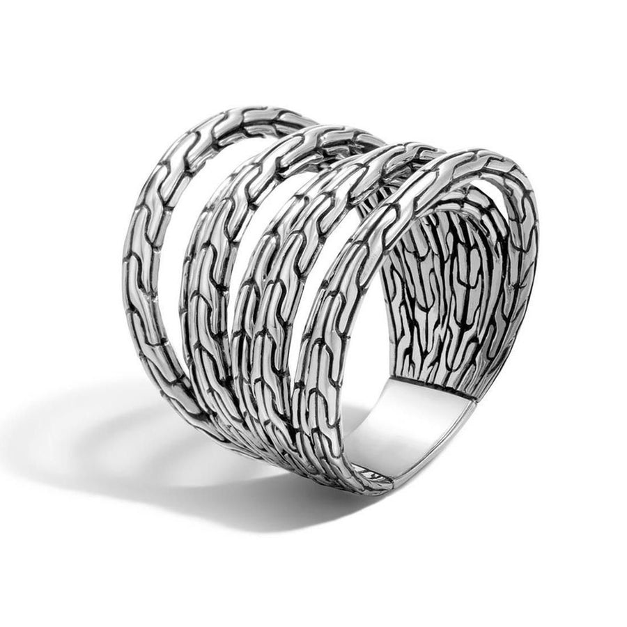 Classic Chain Silver Multiple Row Ring