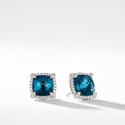 Chatelaine Pave Bezel Stud Earring with Hampton Blue Topaz and Diamonds