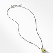 Chatelaine Pave Bezel Pendant Necklace with Lemon Citrine and Diamonds