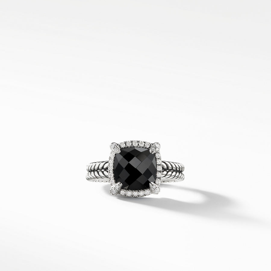 Chatelaine Pave Bezel Ring with Black Onyx and Diamonds