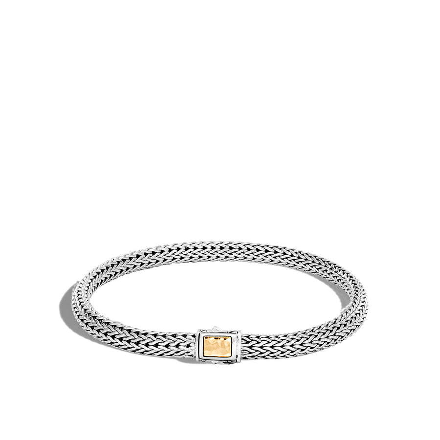 Classic Chain Hammered Gold and Silver Extra Small Chain Bracelet