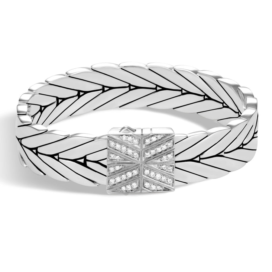 Modern Chain Silver Diamond Large Bracelet