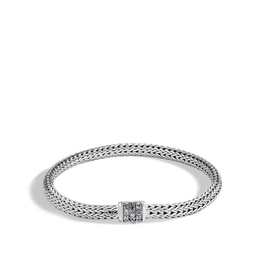 Classic Chain Silver Extra Small Bracelet with Mixed Grey Sapphire