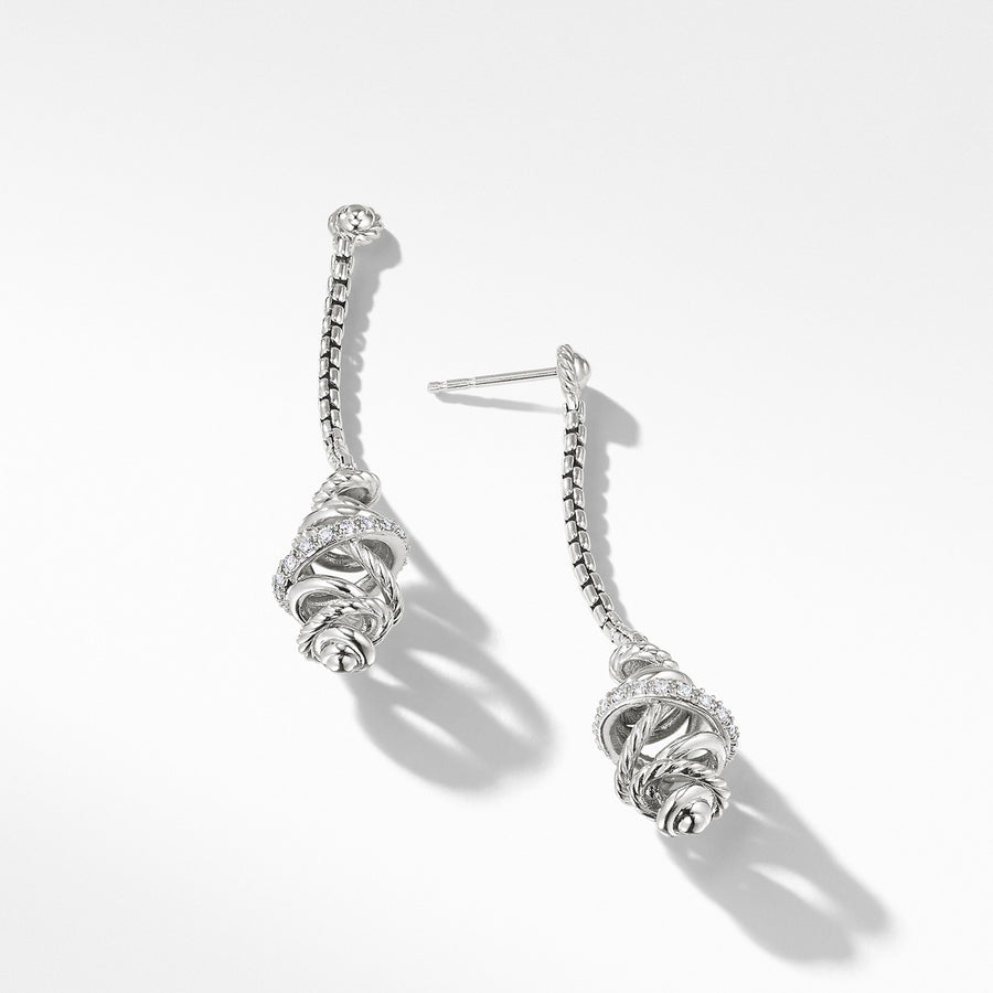 Crossover Chain Drop Earrings with Diamonds, 54mm