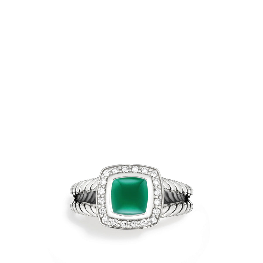 Petite Albion Ring with Green Onyx and Diamonds