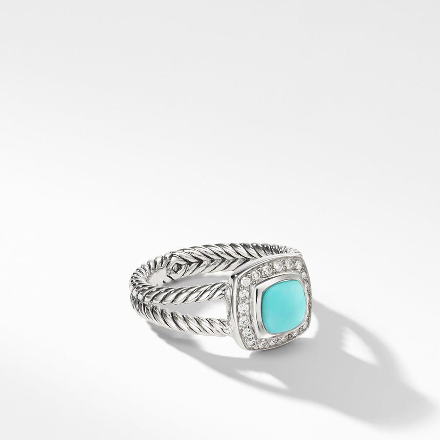 Petite Albion Ring with Turquoise and Diamonds