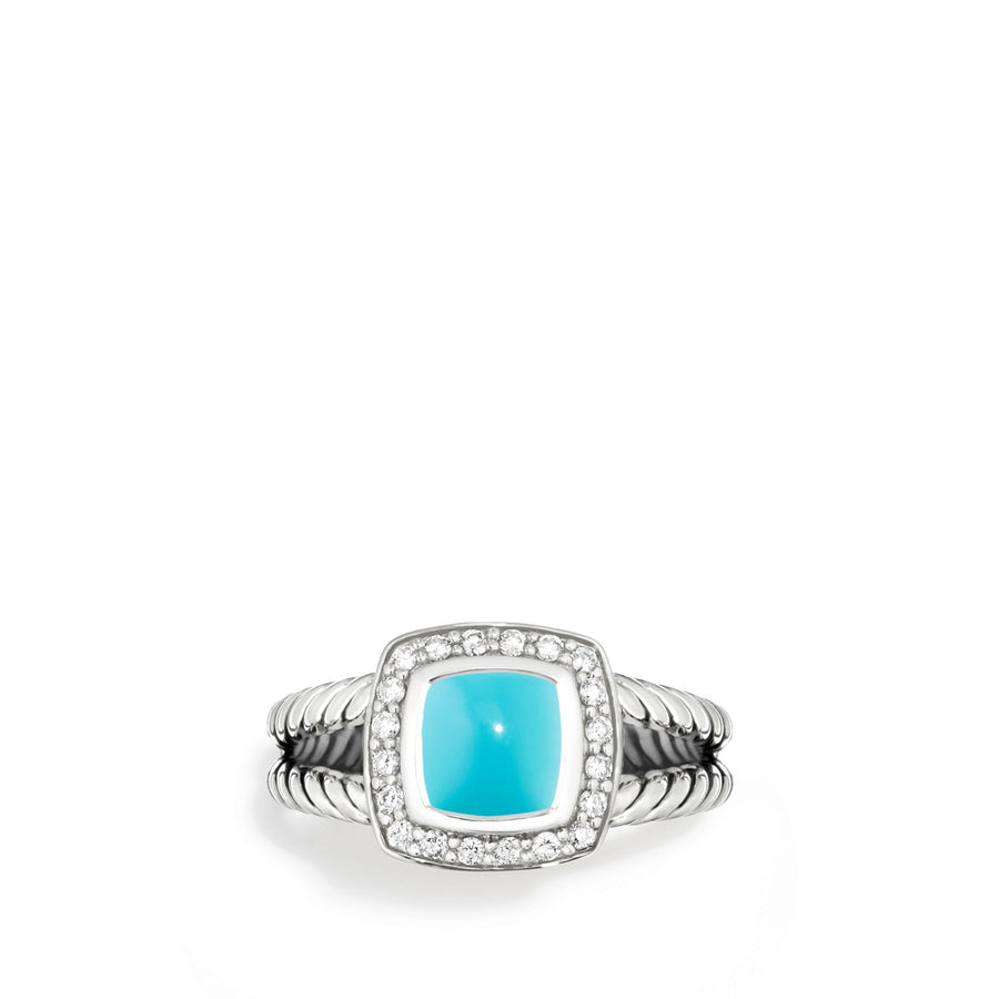 Petite Albion Ring with Turquoise and Diamonds