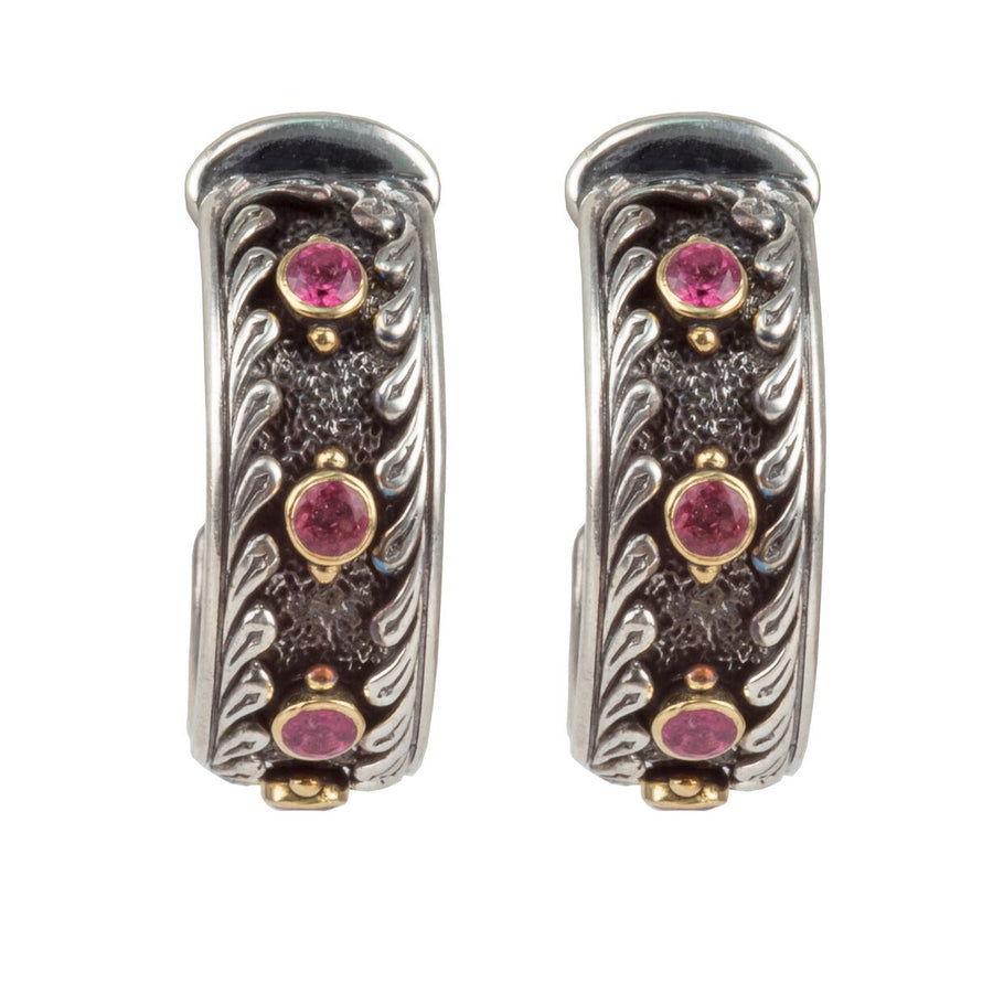Sterling Silver and 18K Gold Pink Tourmaline Earrings