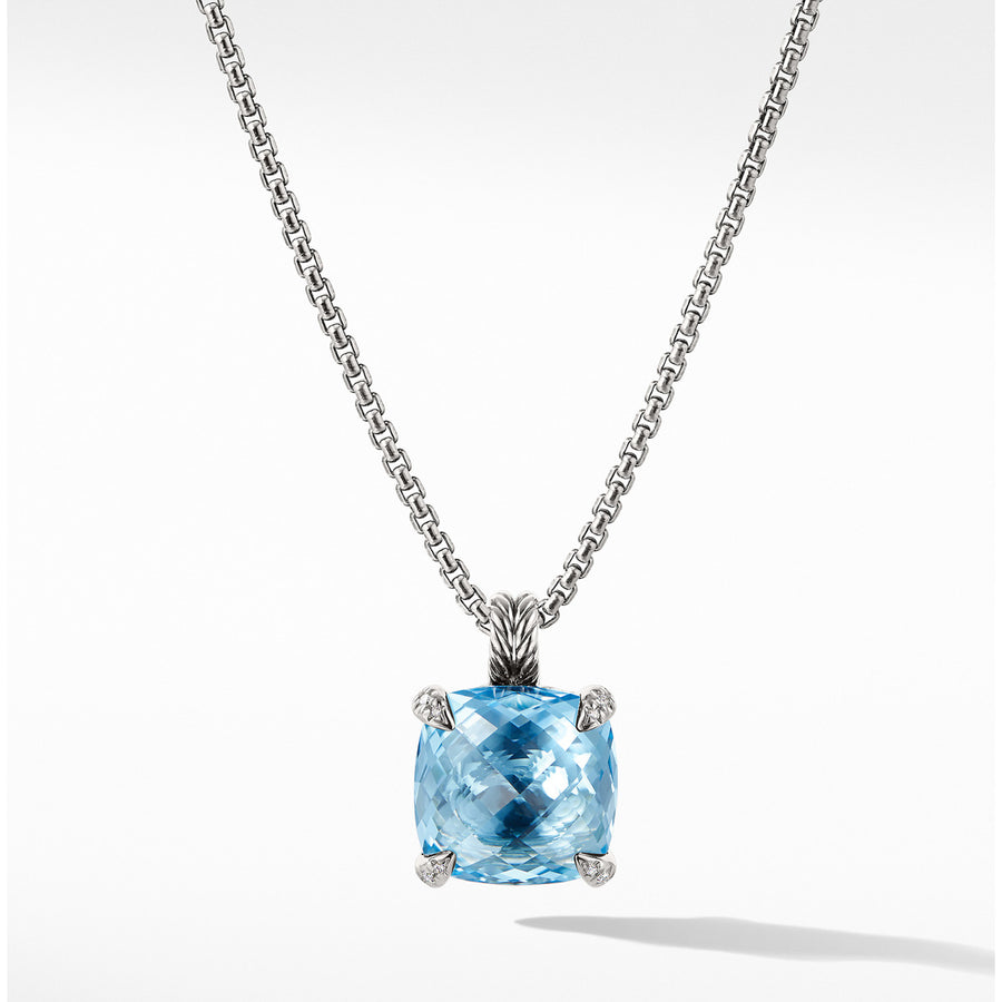 Chatelaine Pendant Necklace with Blue Topaz and Diamonds