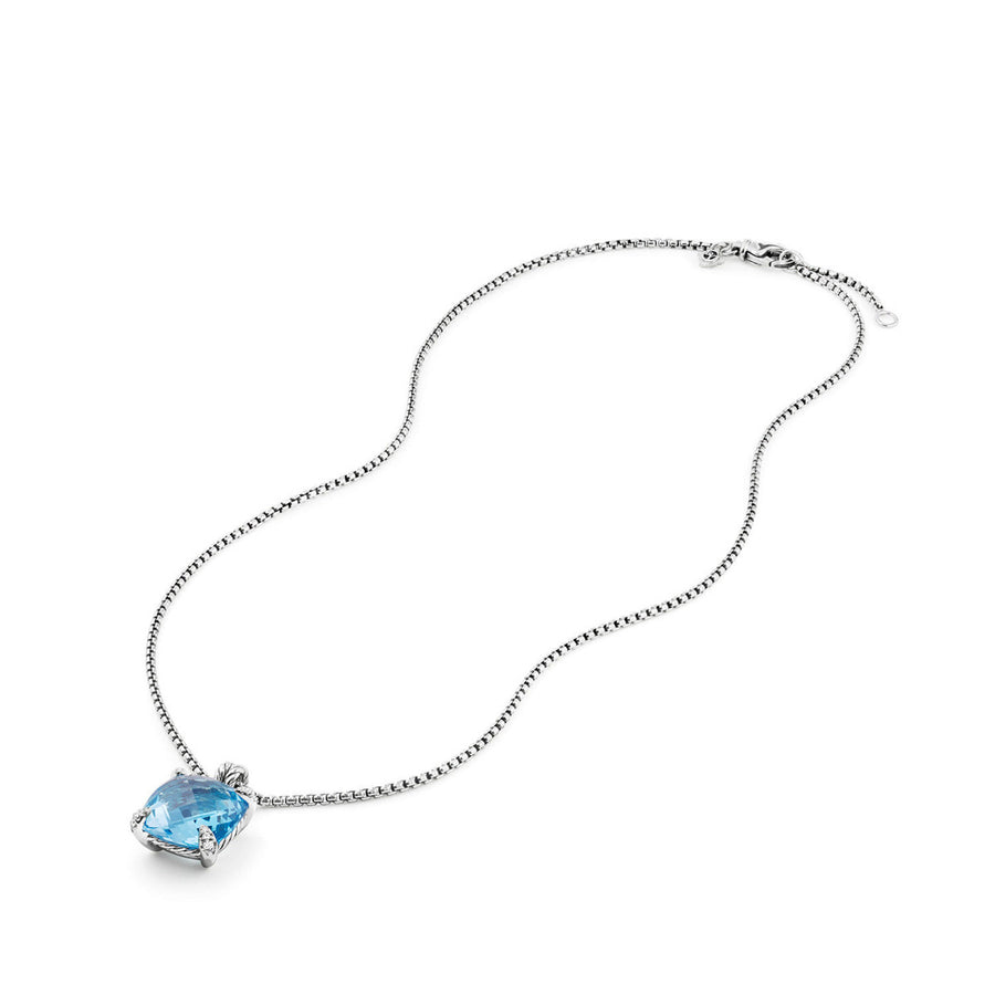 Chatelaine Pendant Necklace with Blue Topaz and Diamonds