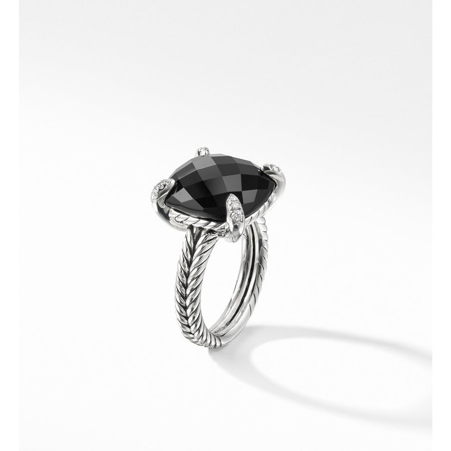 Chatelaine Ring with Black Onyx and Diamonds