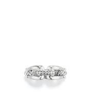 Wellesley Chain Link Ring with Diamonds, 8mm