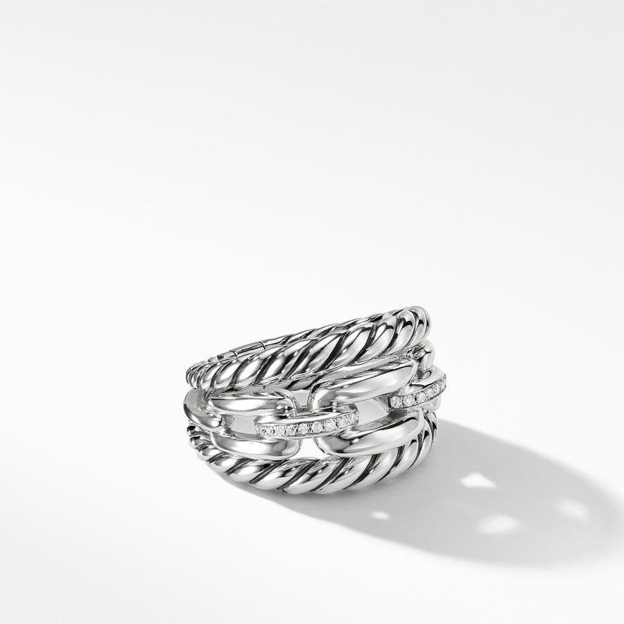 Wellesley Three-Row Ring with Diamonds