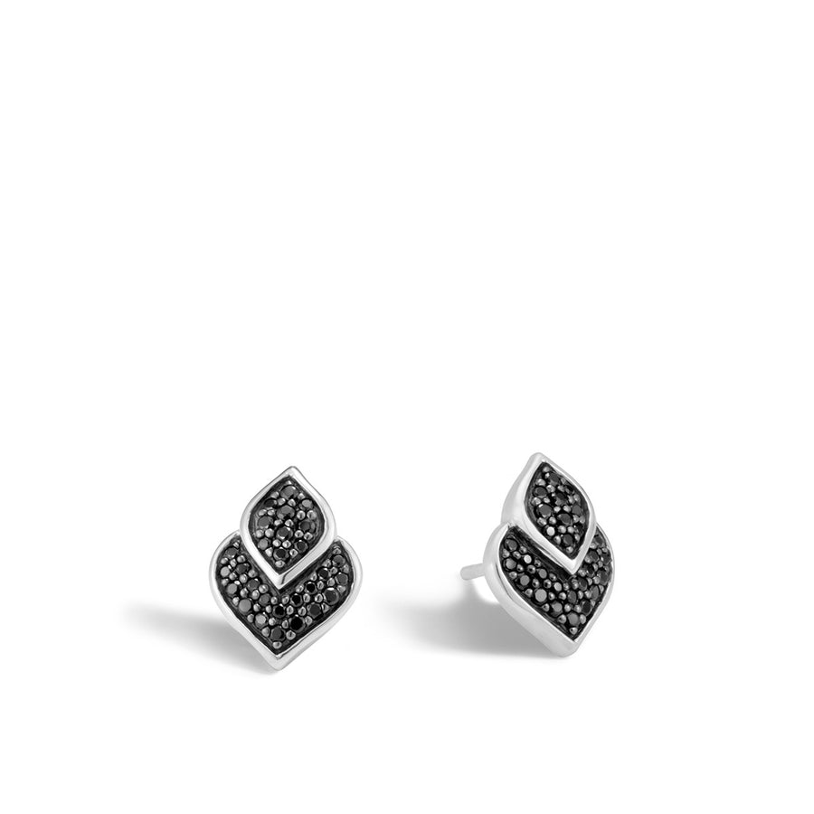 Legends Naga Silver Stud Earrings with Black Sapphire