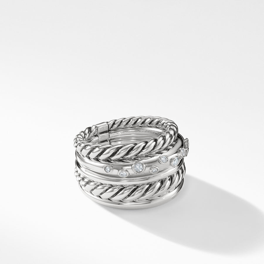 Pure Form Wide Ring with Diamonds